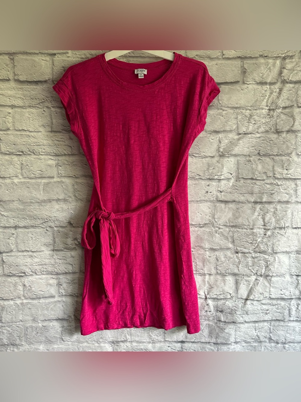 PREOWNED J. CREW SHORT SLEEVE PINK TIE WAIST TSHIRT DRESS SMALL S